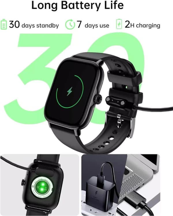 Alexa Smart Watch Calls Bluetooth Heart Rate Blood Pressure iPhone Samsung