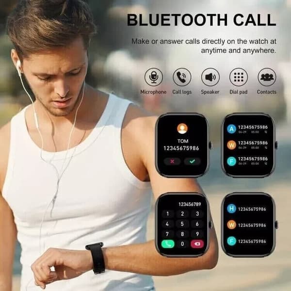 Alexa Smart Watch Calls Bluetooth Heart Rate Blood Pressure iPhone Samsung