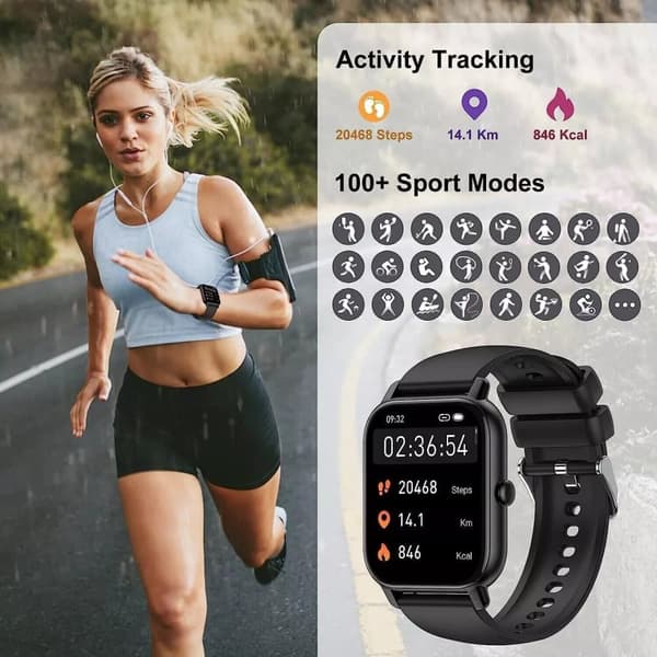 Alexa Smart Watch Calls Bluetooth Heart Rate Blood Pressure iPhone Samsung