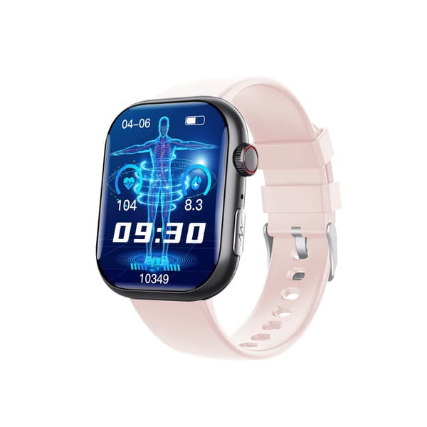INF Smart EKG-klokke med pulsmåler, aktivitetsmåler og flere sportsmoduser Svart og rosa stropp
