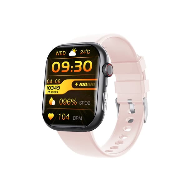 INF Smart EKG-klokke med pulsmåler, aktivitetsmåler og flere sportsmoduser Svart og rosa stropp