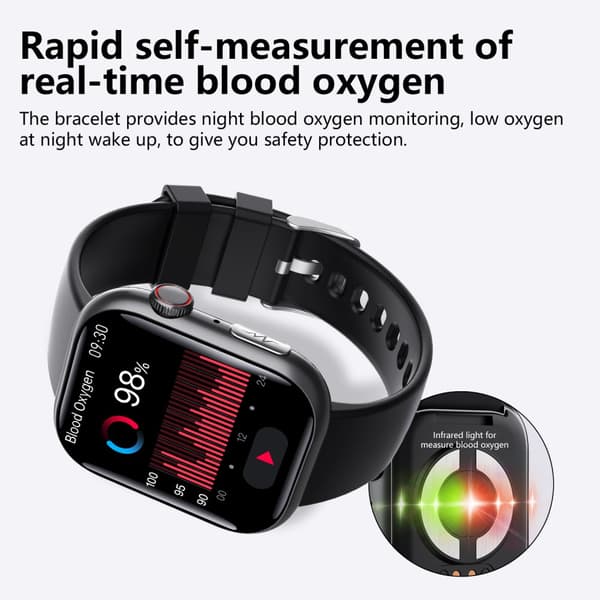 INF Smart EKG-klokke med pulsmåler, aktivitetsmåler og flere sportsmoduser Svart og rosa stropp