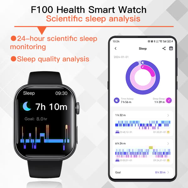INF Smart EKG-klokke med pulsmåler, aktivitetsmåler og flere sportsmoduser Svart og rosa stropp