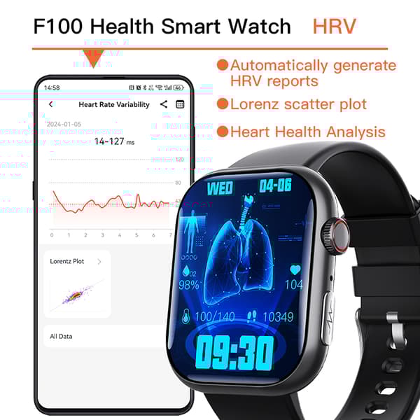 INF Smart EKG-klokke med pulsmåler, aktivitetsmåler og flere sportsmoduser Svart og rosa stropp