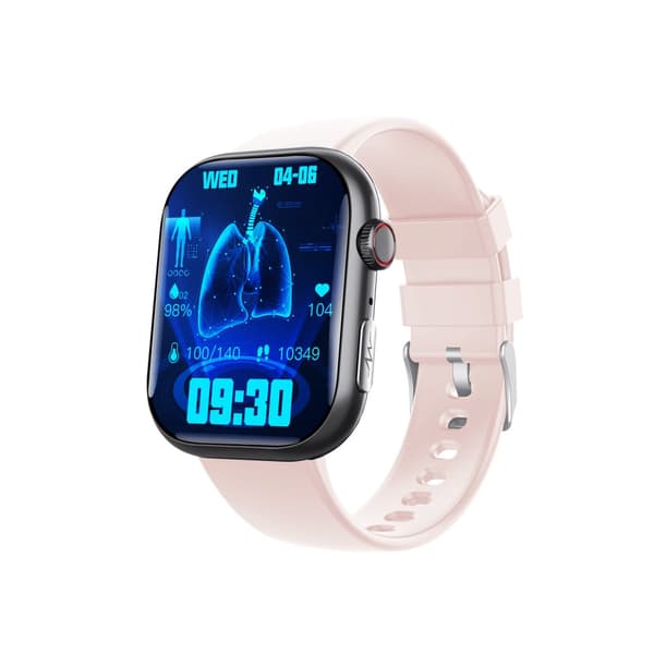 INF Smart EKG-klokke med pulsmåler, aktivitetsmåler og flere sportsmoduser Svart og rosa stropp