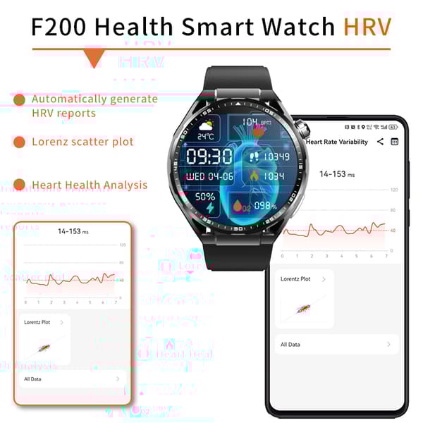 INF Smartklocka med EKG, pulsmätare, fitnesstracker och flera sportlägen Svart silikonband