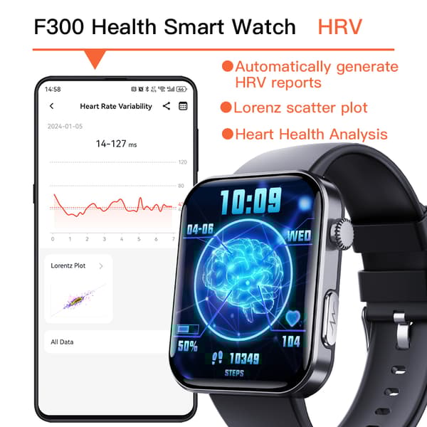INF Smartwatch syke- ja verenpainemittarilla, veren happisaturaatiolla ja askelmittarilla Musta ja ruskea nahkaranneke