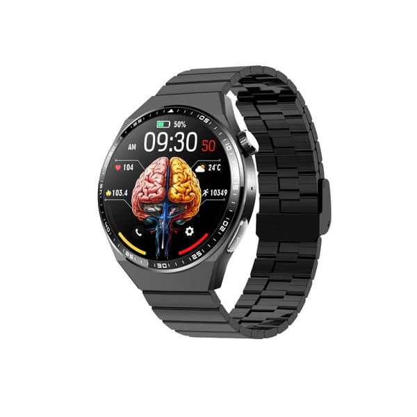 INF Smartwatch med EKG, kropskompositionsanalyse, blodsammensætningsanalyse (urinsyre, blodlipider) Black Bamboo Edition rem