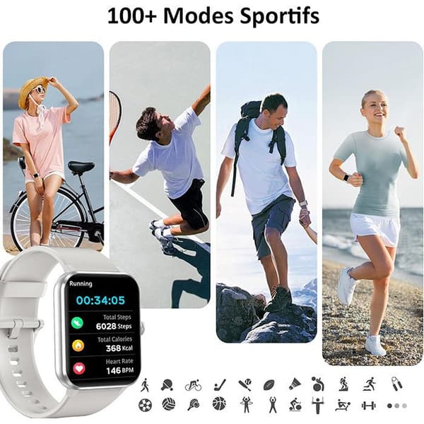 Blackview R50 Connected Watch med Bluetooth Ring SmartWatch Fitness Activity Tracker Music Control - Grå