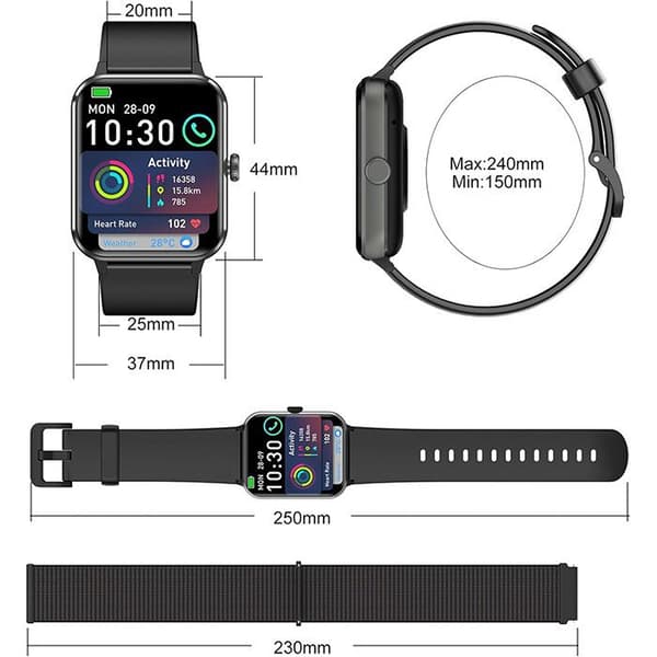 Blackview R50 Connected Watch med Bluetooth Ring SmartWatch Fitness Activity Tracker Musikkontroll - Svart