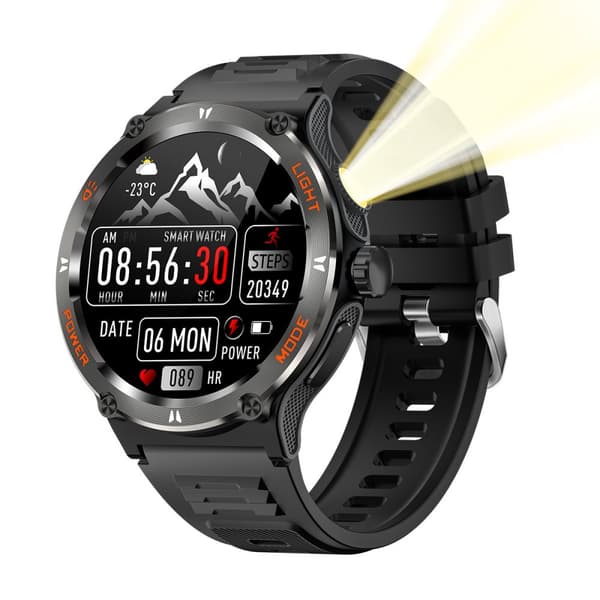 INF Smartwatch med Fitnesstracker, Pulsmätare och Sömnmonitor Svart