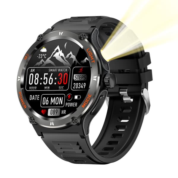 INF Smartwatch med Fitnesstracker, Pulsmätare och Sömnmonitor Svart