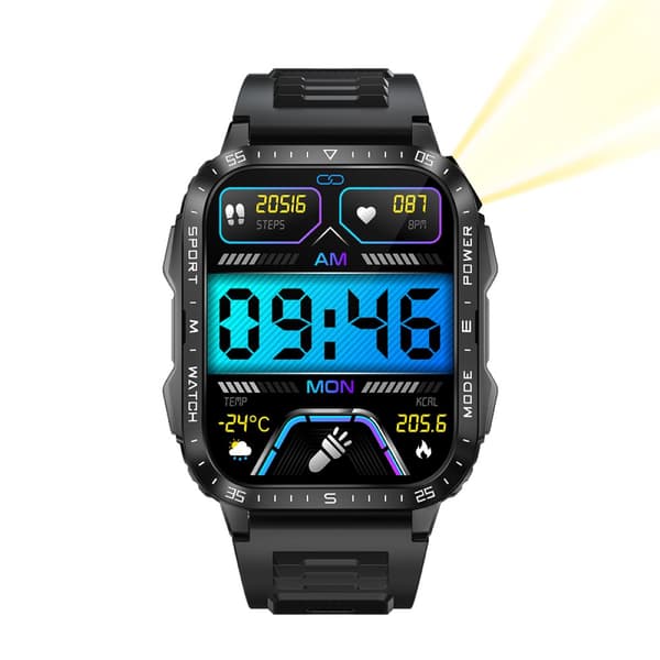 INF Smartwatch med pulsmåler, blodtryksmåler og blodoxygensmåling Sort