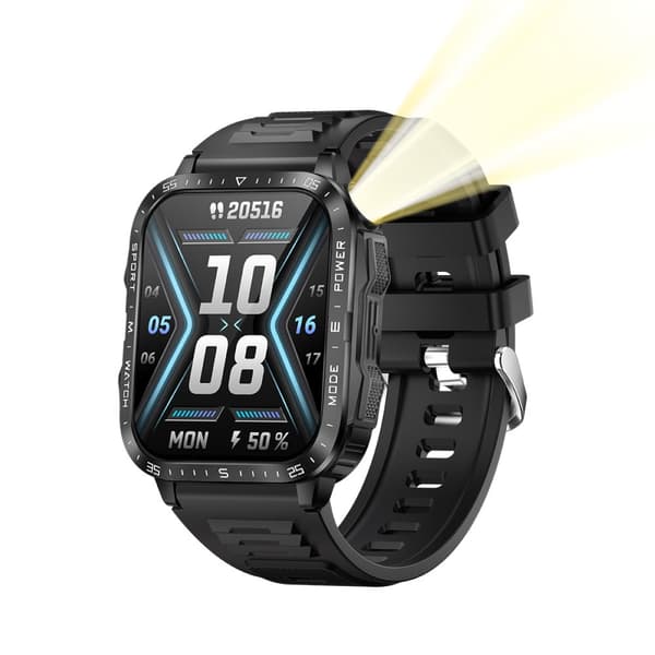INF Smartwatch med pulsmåler, blodtryksmåler og blodoxygensmåling Sort
