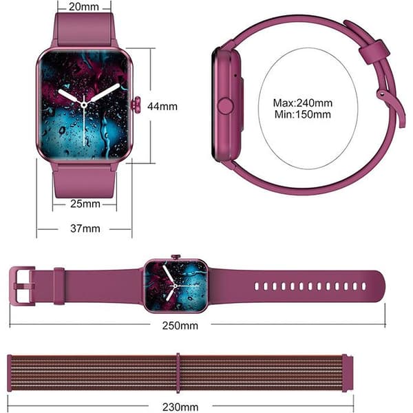 Blackview R50 Connected Watch med Bluetooth Ring SmartWatch Fitness Activity Tracker Musikkontroll - Burgundy