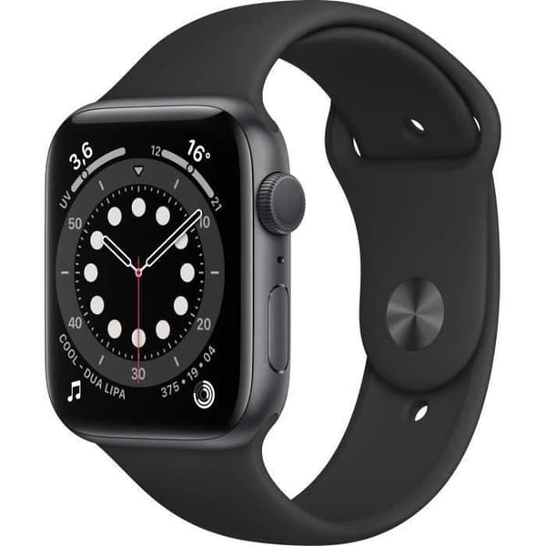 Apple Watch Series 6 GPS - 44mm Space Grey aluminiumfodral - Svart band (2020) - Renoverad - Bra skick- REFURBISHED