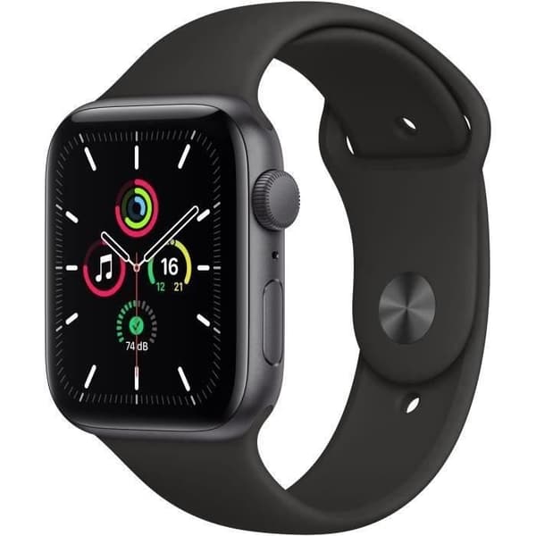 Apple Watch SE GPS - 44mm Space Grey aluminiumfodral - Svart band (2020) - Renoverad - Bra skick- REFURBISHED