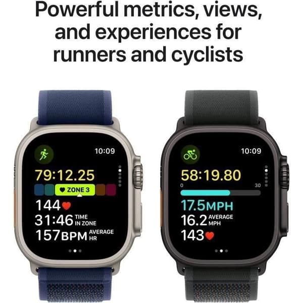 Apple Watch Ultra 2 GPS+Cellular 49mm Naturligt Titan - Armband Navy Ocean Band (2024) - Renoverad - Utmärkt skick- REFURBISHED