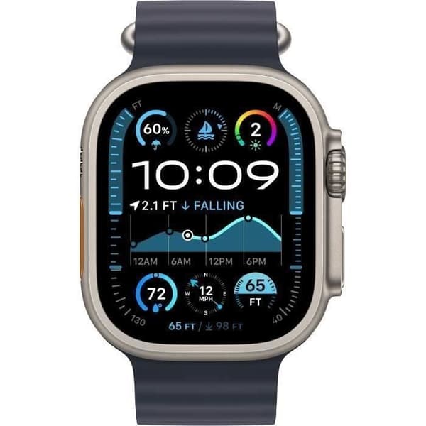 Apple Watch Ultra 2 GPS+Cellular 49mm Naturligt Titan - Armband Navy Ocean Band (2024) - Renoverad - Utmärkt skick- REFURBISHED