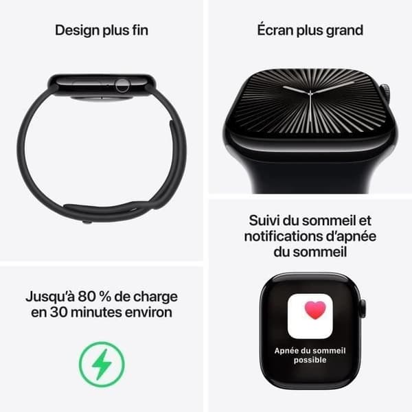 Apple Watch Series 10 GPS + Cellular - 46 mm - Aluminium Jet Black - Armband Svart M/L (2024) - Rekonditionerad - Utmärkt skick- REFURBISHED