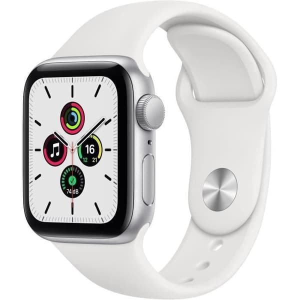 Apple Watch SE GPS - 40mm Silver aluminiumfodral - Vit band (2020) - Renoverad - Bra skick- REFURBISHED