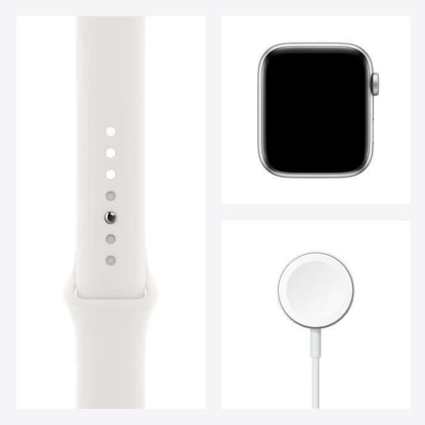 Apple Watch SE GPS - 44mm Silver aluminiumfodral - Vit band (2020) - Renoverad - Utmärkt skick- REFURBISHED