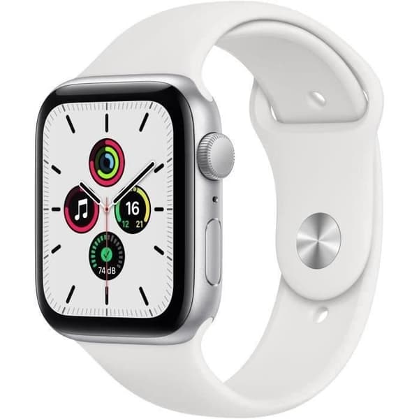Apple Watch SE GPS - 44mm Silver aluminiumfodral - Vit band (2020) - Renoverad - Utmärkt skick- REFURBISHED