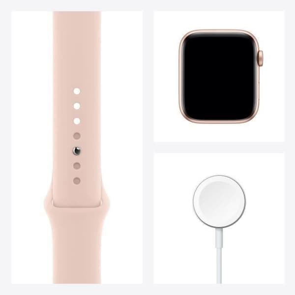 Apple Watch SE GPS - 44mm guld aluminiumfodral - Rose des Sables armband (2020) - Renoverad - Bra skick- REFURBISHED
