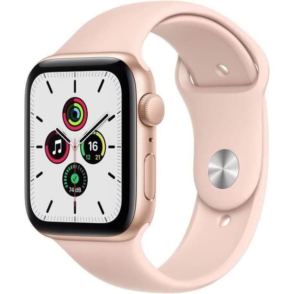 Apple Watch SE GPS - 44mm guld aluminiumfodral - Rose des Sables armband (2020) - Renoverad - Bra skick- REFURBISHED