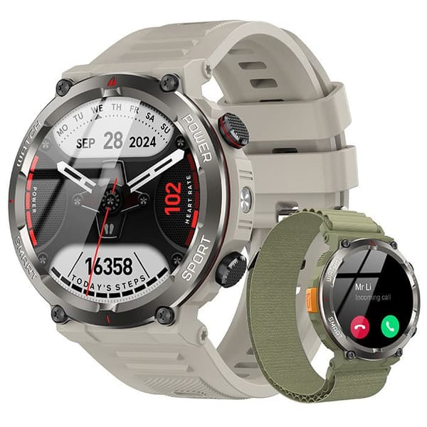 Blackview W50 Pro Bluetooth-smartklocka 960mAh Stöttålig, 1.45" Smartwatch med LED-lampa - Kaki