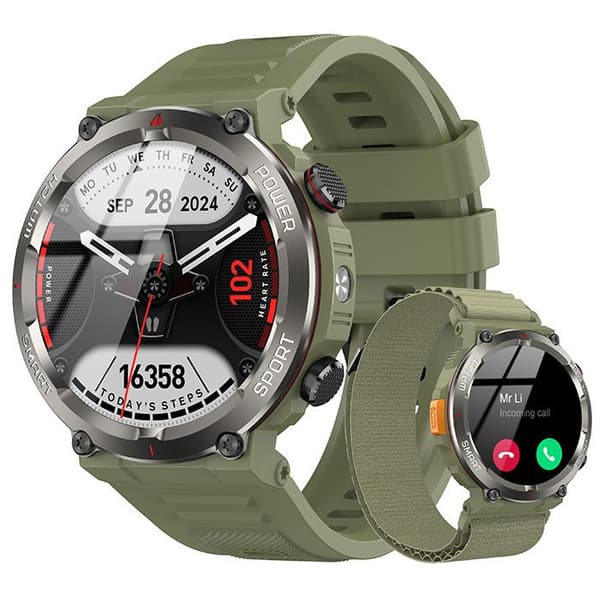 Blackview W50 Pro Bluetooth-klocka 960mAh Fallskydd, 1.45" Smartwatch med LED-lampa - Grön