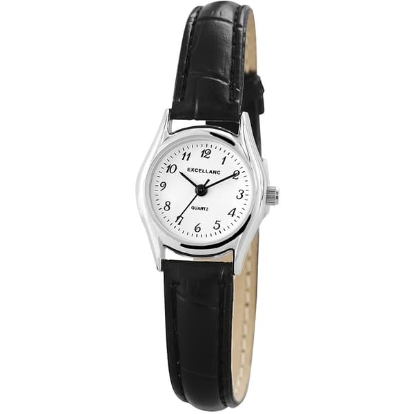 Excellanc damklocka med armband i konstläder – svart/silver med klassisk stil