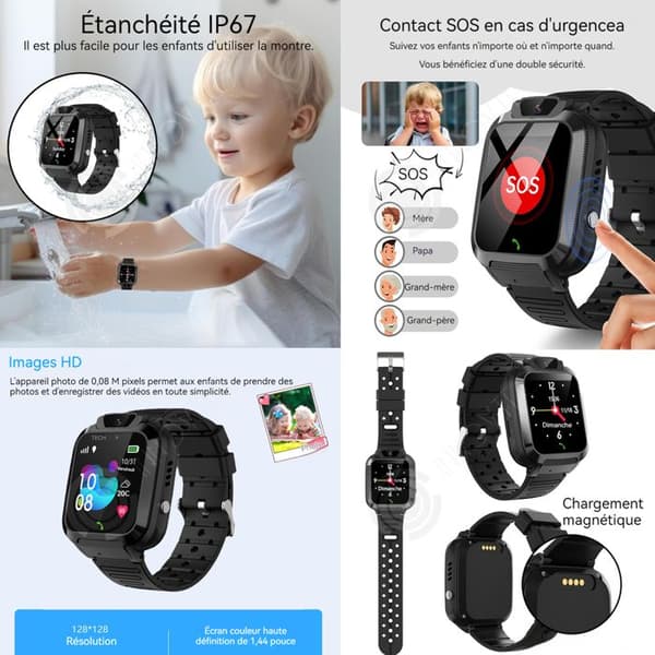 INN Smart Watch 1,44 tums färgpekskärm 128x128 pixlar pojkar och flickor som placerar smartklocka för barn