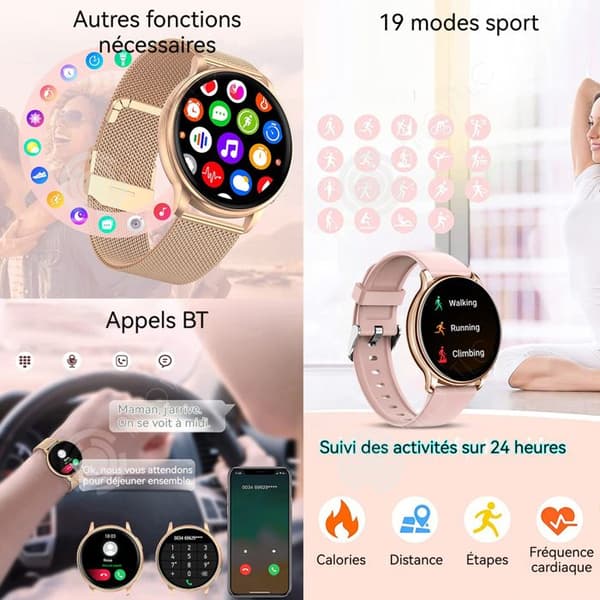 INN Smartwatch Kvinna med Hälsovård och AI-Assistent, Intelligenta Notiser, Android-kompatibel Smartwatch OS
