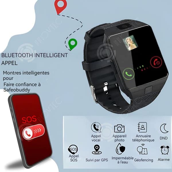 INN Smarttelefonklocka 1,56 tum Kvinnor Herr Sport Svart Smartwatch Sport Bluetooth Ring SIM-kort Ring uppringning