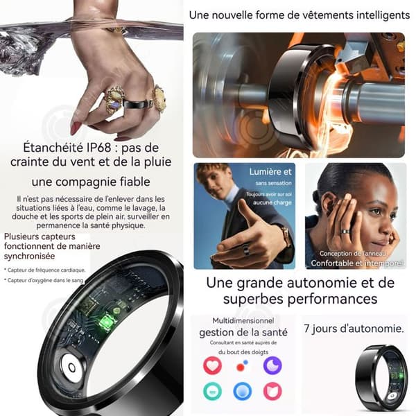 INN Fitness Smart Ring 8# IP68 Vattentät med stegräknare Kaloripuls Sömnmätare Kompatibel med