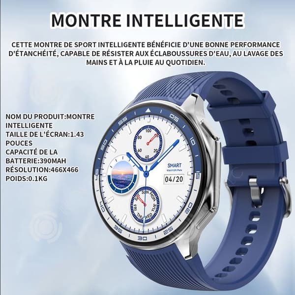 INN Smart Watch 390mah 1,43 tums ansluten klocka dam män sportklocka samtal ringer smart sportklocka b