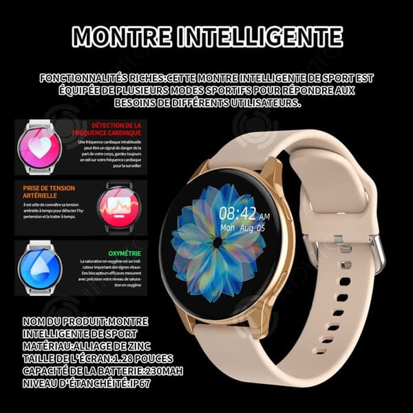 INN Smart Watch 230mah 1,28 tums ansluten klocka dam män sportklocka samtal ringer smart sportklocka