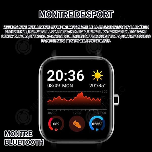 INN Internet Watch Smart Watch 1,69 tum Upplösning 240x320 220mah Inbyggt batteri Sport Smart Watch Svart