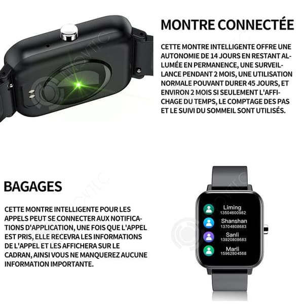 INN Internet Watch Smart Watch 1,69 tum Upplösning 240x320 220mah Inbyggt batteri Sport Smart Watch Svart