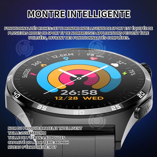 INN Smart Watch 440mah 1,43 tum smart klocka dam män sportklocka samtal ringer smart sportklocka