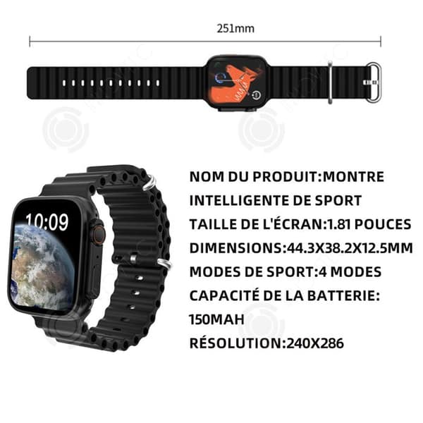 INN Smart Watch 4 lägen 1,81 tums ansluten klocka dam män sportklocka samtal ringer ansluten sportklocka