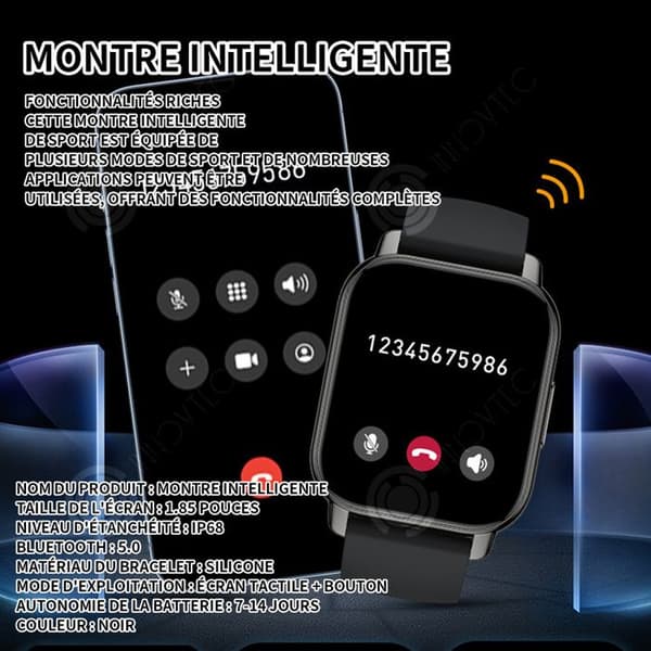 INN Smart Watch Smart Call Watch 1,85 tums hälsoövervakningsklocka IP68 Vattentät Dammtät och vattentät