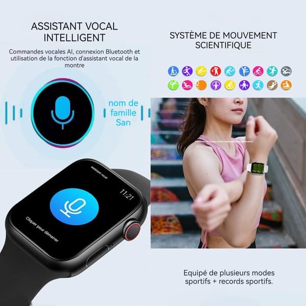INN Smartwatch 45x38x11mm ansluten klocka rörelsedetektering bluetooth sportklocka lämplig för män och kvinnor