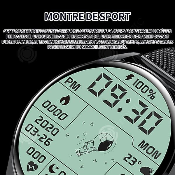 INN Smart Watch Smart Watch Bluetooth Call Sports Watch 360x360 IPS Watch Diameter 36-40mm Magnetisk laddning Svart