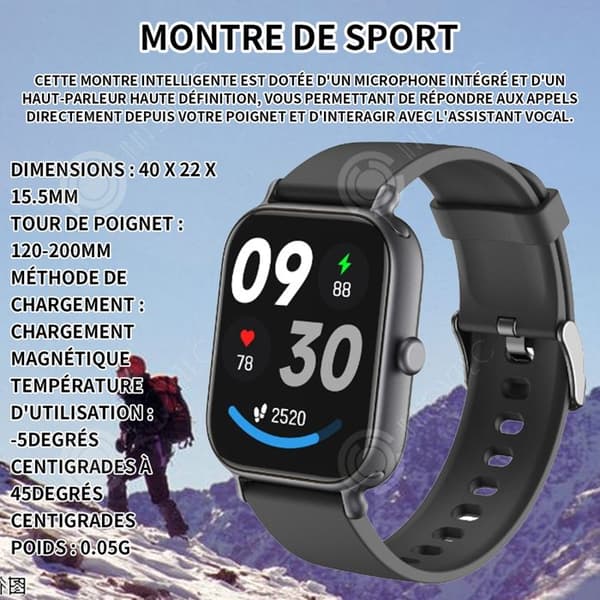 INN Smartwatch 40 x 22 x 15,5 mm ansluten klocka rörelsedetektering bluetooth sportklocka lämplig för män och kvinnor