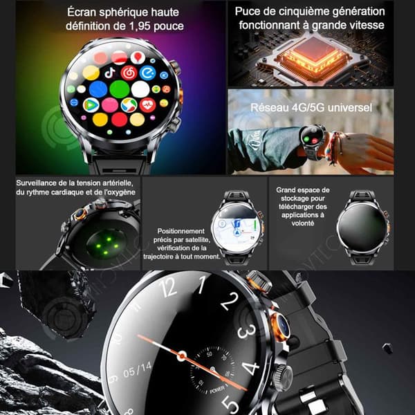 INN Smart Watch 1,95 tums smartwatch HD 5G sfärisk skärm GPS-positionering multifunktionsnavigering NFC mega minne wat
