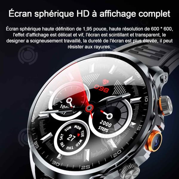 INN Smart Watch 1,95 tums smartwatch HD 5G sfärisk skärm GPS-positionering multifunktionsnavigering NFC mega minne wat