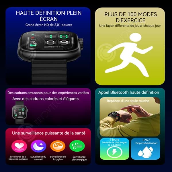 INN Smart klocka 3-5 dagars passningstid smartklocka bluetooth klocka hälsoövervakning träningsfrekvens bluetoo klocka