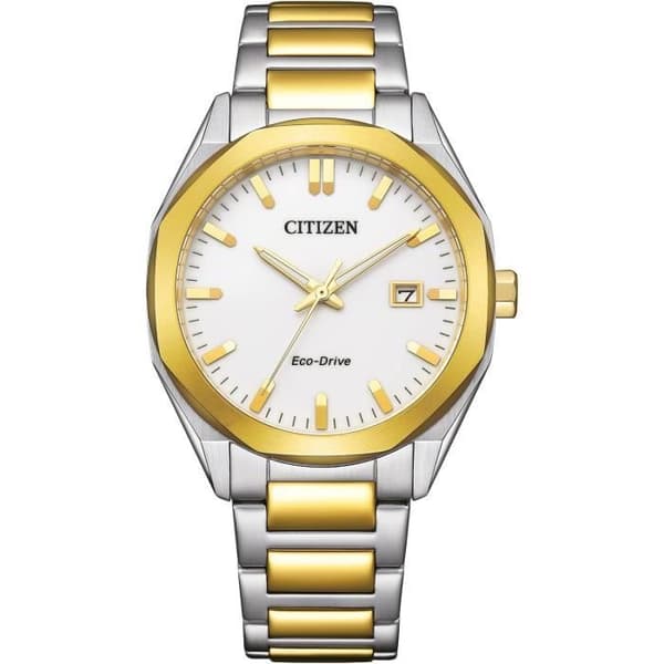 Quartz-klocka för män - CITIZEN - Eco-Drive Core BM7624-82A - Vit - Rostfritt stål - Två färger